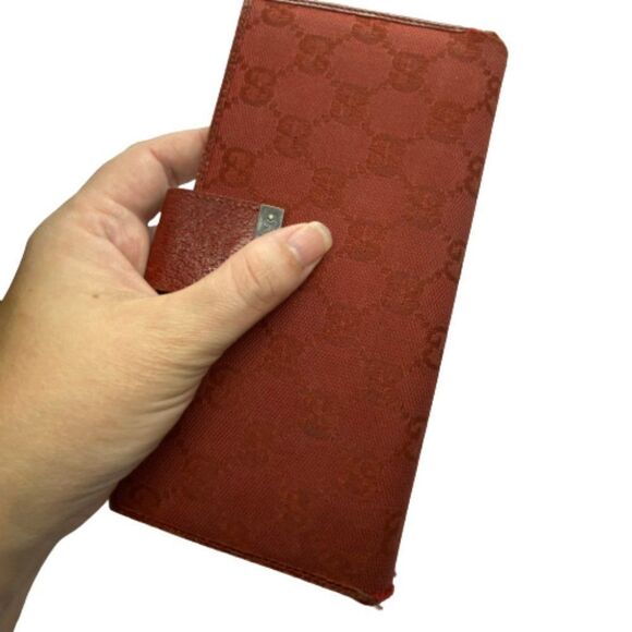 Authentic GUCCI Red Canvas & Leather Long Slim Wallet - Picture 14 of 14
